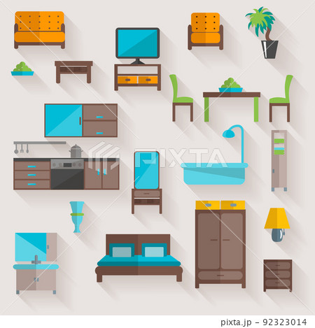 Furniture home flat icons set 92323014