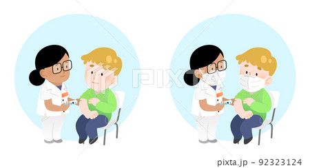 Woman doctor vaccinating patient--Isolated characters-International vaccination campaign 92323124