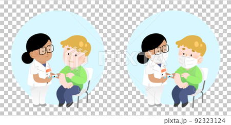 Woman doctor vaccinating patient--Isolated characters-International vaccination campaign 92323124