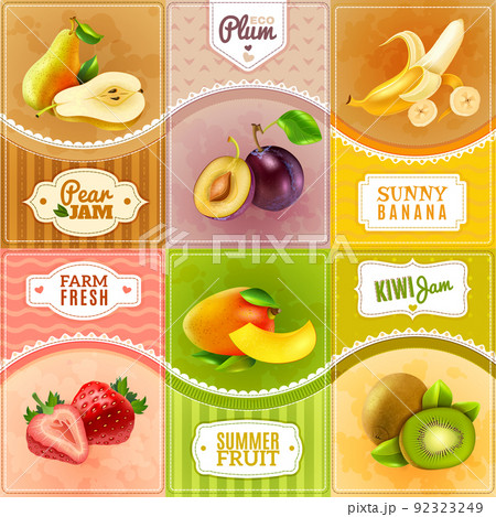 Fruits Berries Flat Icons Composition Poster 92323249