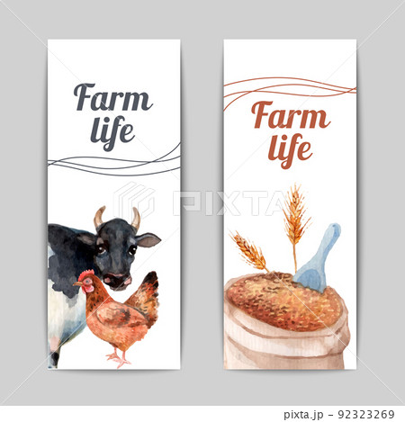 Farm life vertical flat banners set 92323269