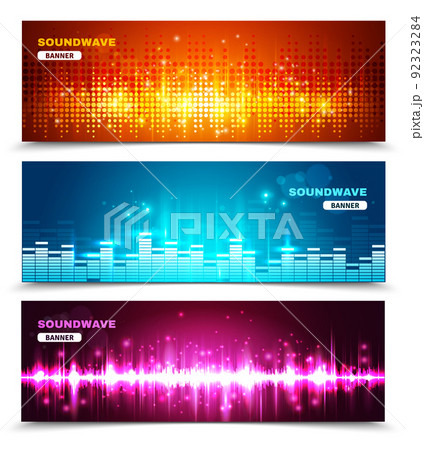 Equalizer sound waves display banners set Equalizer sound waves display banners set 92323284