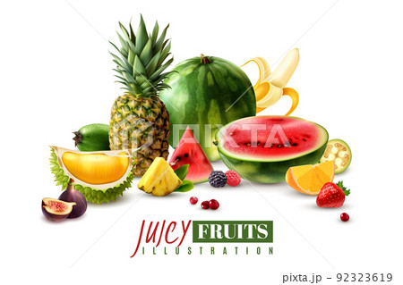 Fruits Berries Realistic Composition Fruits Berries Realistic Composition 92323619