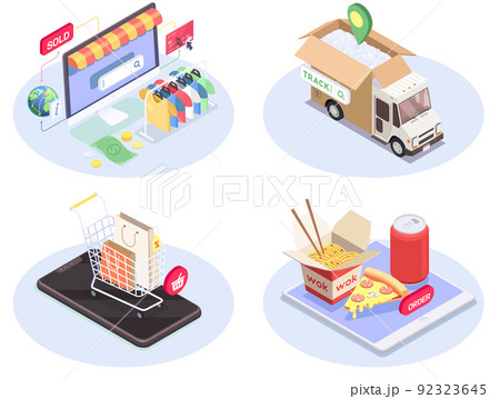 Isometric E-Commerce Compositions Set Isometric E-Commerce Compositions Set 92323645