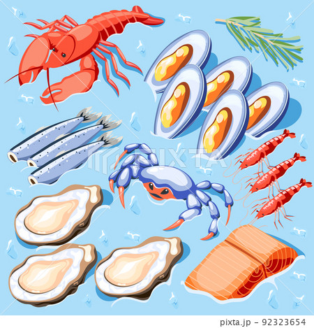 Fish Superfood Isometric Poster 92323654