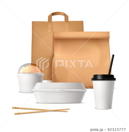 Fast Food Package Realistic Design Concept 92323777