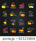 Fresh Fruits Colorful Chalkboard Icons Set 92323804