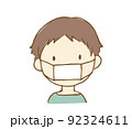 マスクをした男の子　カットイラスト 92324611