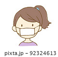 マスクをした女の子　カットイラスト 92324613