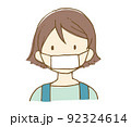 マスクをした保育士の女性　カットイラスト 92324614