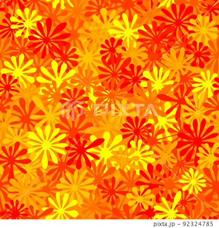 Seamless sunfire colored leaf pattern texture. Vector summer textile print Seamless sunfire colored leaf pattern texture. Vector summer textile print 92324785