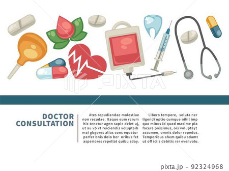 Medicine and treatment healthcare pills and medical tools pharmacy vector 92324968