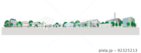 工場が並ぶ街並みのイラスト. 92325213