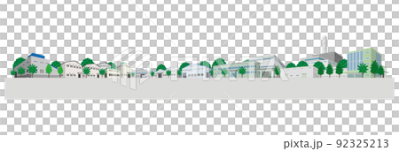 工廠排列的城市景觀的插圖。 工廠排列的城市景觀的插圖。 92325213
