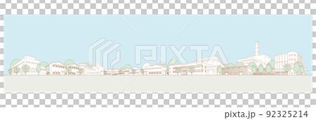 工場が並ぶ街並みのイラスト. 92325214
