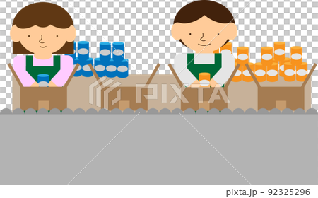 箱詰め作業を行っている人 92325296
