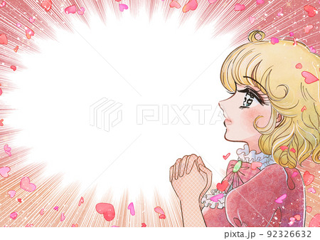 1970年代のレトロ少女漫画風・祈るお姫様のアイキャッチ 92326632