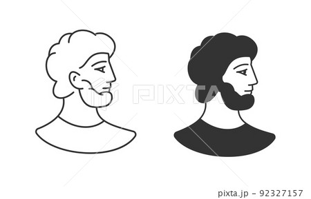 Ancient Greek icon in profile. Vector illustration on white background. 92327157
