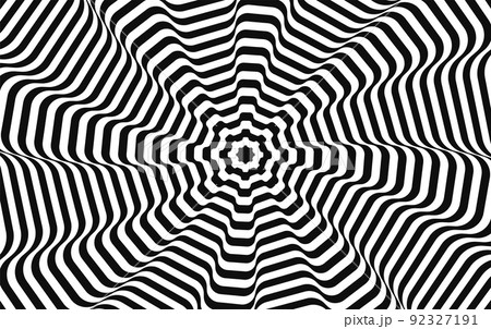 Abstract pattern of black and white lines. Optical illusion. Vector illustration. 92327191