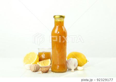 Concept of tasty food with honey mustard sauce Concept of tasty food with honey mustard sauce 92329177