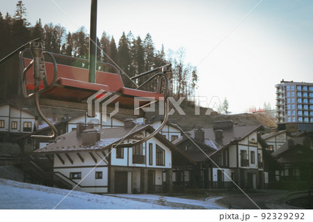 Empty ski lift in Carpathians, space for text Empty ski lift in Carpathians, space for text 92329292