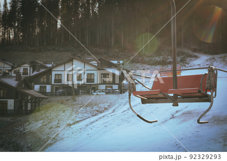 Empty ski lift in Carpathians, space for text Empty ski lift in Carpathians, space for text 92329293