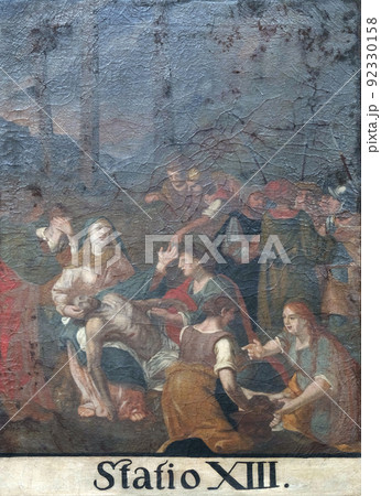 13th Stations of the Cross, Jesus' body is removed from the cross, Church of Saint Leonard of Noblac in Kotari, Croatia 13th Stations of the Cross, Jesus' body is removed from the cross, Church of Saint Leonard of Noblac in Kotari, Croatia 92330158