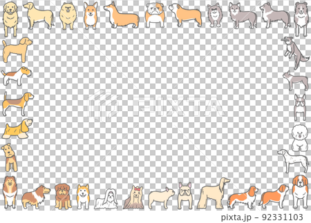 テリアやコリーなどの犬のイラストで作ったフレーム 枠 テリアやコリーなどの犬のイラストで作ったフレーム 枠 92331103