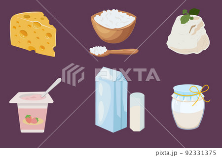 Vector collection of dairy products. Organic natural food design concept. Vector illustration EPS10 92331375