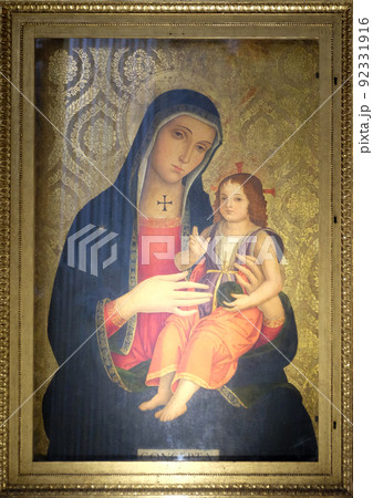 Madonna by Antoniazzo Romano (late 15. cent.) in church dei Santi XII Apostoli in Rome, Italy Madonna by Antoniazzo Romano (late 15. cent.) in church dei Santi XII Apostoli in Rome, Italy 92331916