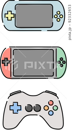ゲーム機とコントローラーのイラスト素材