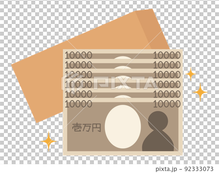 Tea envelope and 10,000 yen bill icon 60,000 yen Tea envelope and 10,000 yen bill icon 60,000 yen 92333073