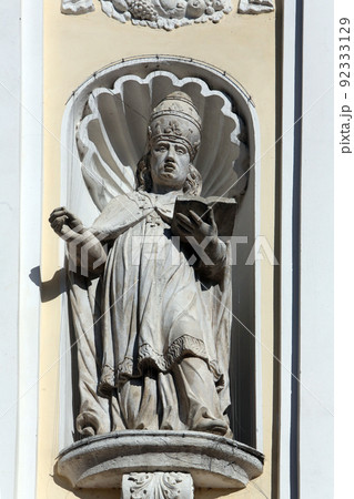Saint Gregory the Great on the portal of Holy Cross, parish Church of the Immaculate Conception of the Virgin Mary in Lepoglava, Croatia 92333129
