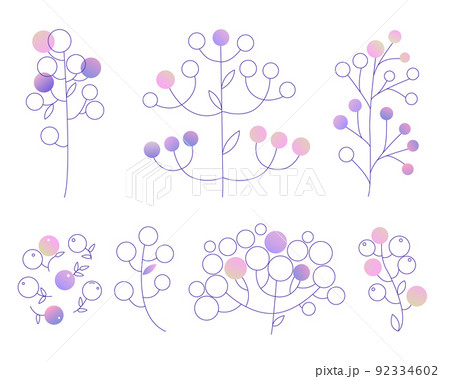 Vector berries set. Linear elements with gradient in minimalist style Vector berries set. Linear elements with gradient in minimalist style 92334602