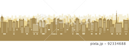 秋らしい色の都市風景のイラスト（シルエット） 92334688