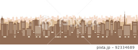 秋らしい色の都市風景のイラスト（シルエット） 92334689