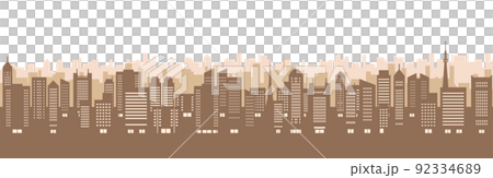 秋らしい色の都市風景のイラスト（シルエット） 92334689
