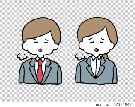 ため息をつくスーツの男女のイラスト ため息をつくスーツの男女のイラスト 92335947