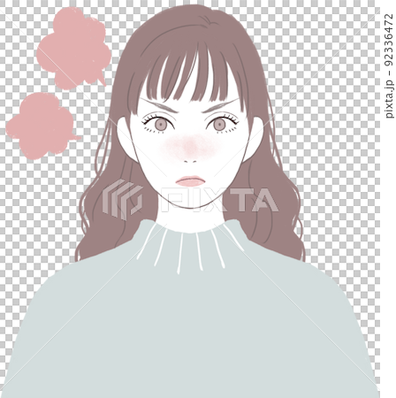 怒るロングヘアの可愛い女性 怒るロングヘアの可愛い女性 92336472