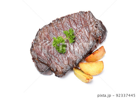 Roasted beef steak isolated on white background 92337445