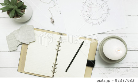 Concept of psychic advisor or ways of divination with cards. 92337632