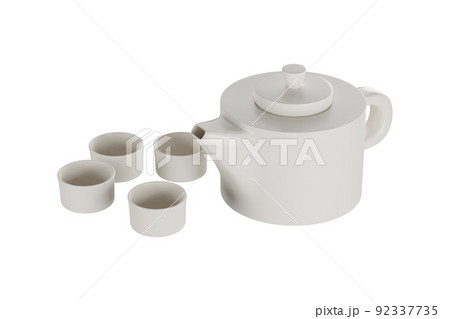 Tea pots ceramic isolated on white background. 3d rendering Tea pots ceramic isolated on white background. 3d rendering 92337735