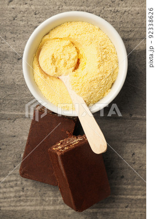 Concept of sports or fitness nutrition, top view Concept of sports or fitness nutrition, top view 92338626