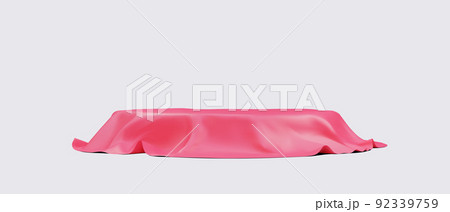 3d podium is covered with a piece of fabric on a white background. Vector illustration. 3d podium is covered with a piece of fabric on a white background. Vector illustration. 92339759