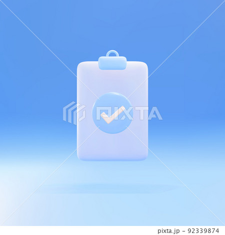 3d Check mark icon. Approvement concept. Document, file, clipboard, checklist. Vector illustration. 92339874