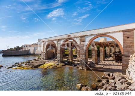 Views of the small town of Portoscuso on Sardinia island 92339944