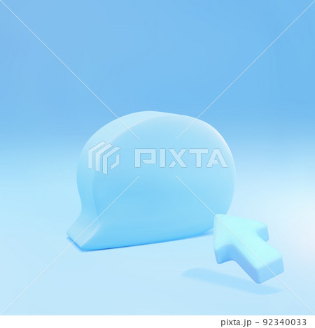 3d Blue Speech bubble message and Realistic  arrow, cursor. Vector illustration. 92340033