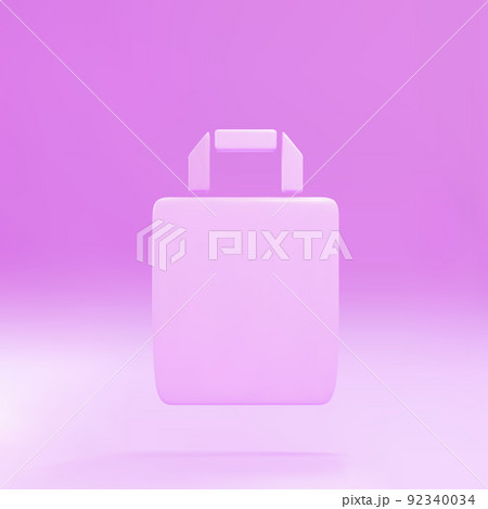 3d Pink Shopping bag  icon isolated on pink background. Handbag sign. Vector illustration. 92340034