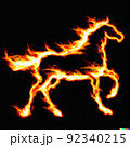 Fiery horse on black background 92340215