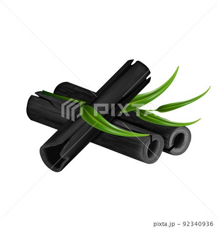 charcoal bamboo realistic vector 92340936